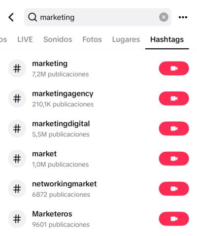 Cómo encontrar hashtags de TikTok