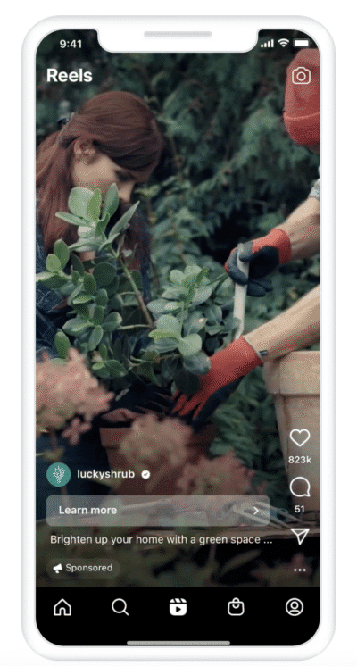 Anuncios en reels de Instagram